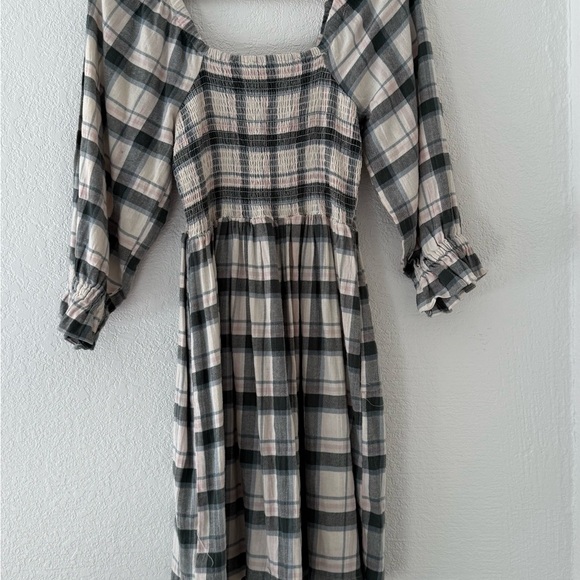Madewell Lucie Elbow-Sleeve Smocked Mini Dress in Lebaum Plaid Size M - Picture 8 of 11